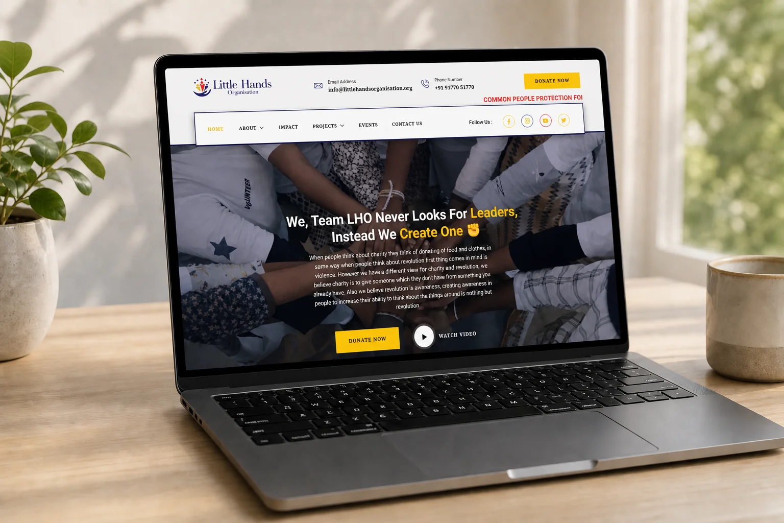 LittleHands Organisation Nonprofit website interface