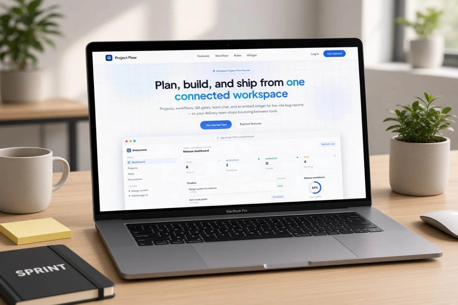 Project Flow Planner SaaS product interface