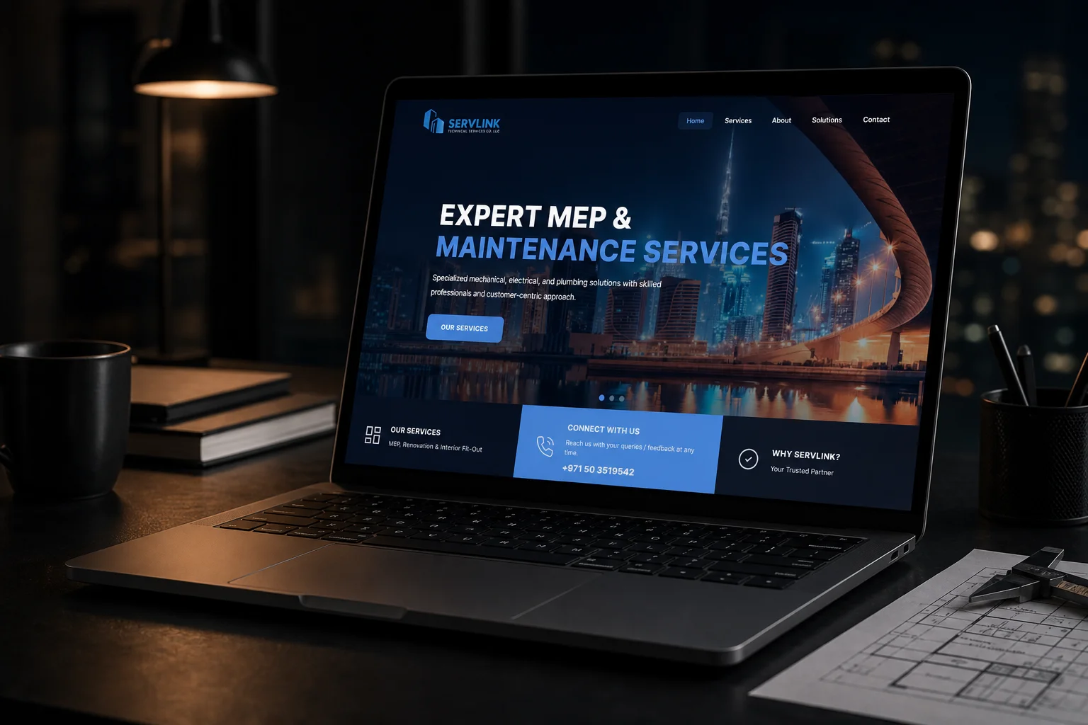 ServLink B2B services website interface