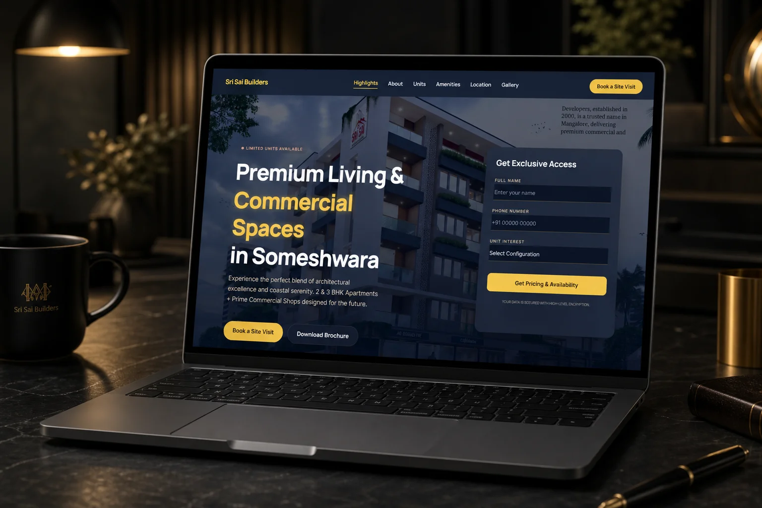 Sri Sai Builders Real-estate landing interface